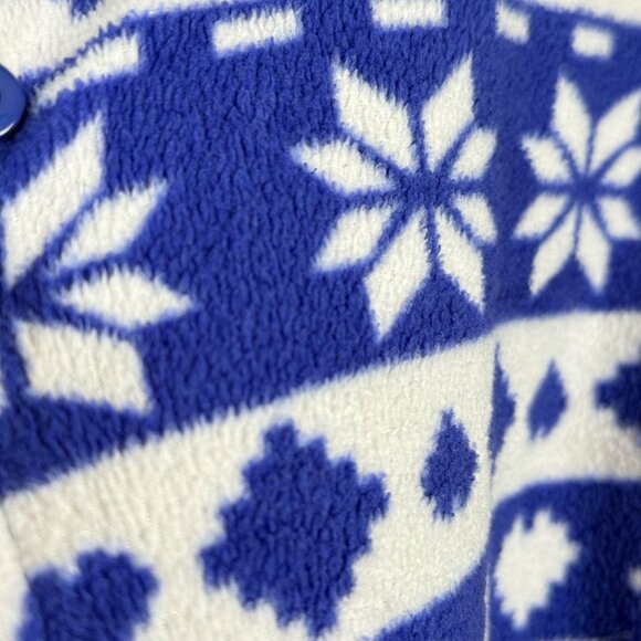 g21 Womens Large Blue Fair Isle Fleece Footed One Piece Pajama Zip Front Gripper - Picture 9 of 15